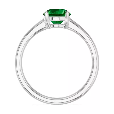 Round Emerald East-West Silver Ring