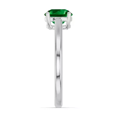 Round Emerald East-West Silver Ring