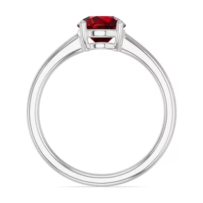 Round Garnet East-West Silver Ring