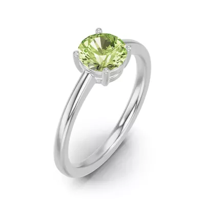 Round Peridot East-West Silver Ring