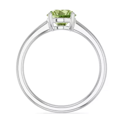 Round Peridot East-West Silver Ring