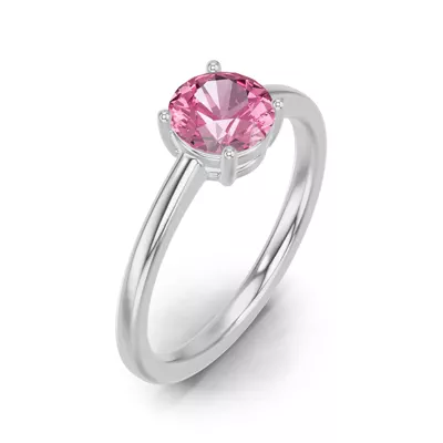 Round Pink Tourmaline East-West Silver Ring