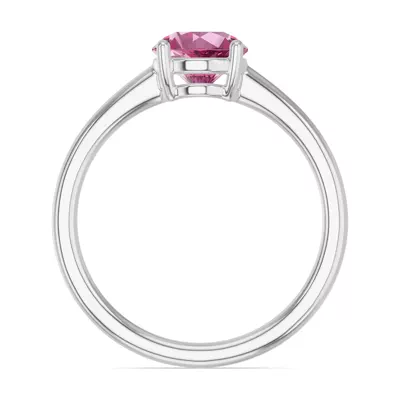 Round Pink Tourmaline East-West Silver Ring