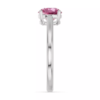Round Pink Tourmaline East-West Silver Ring