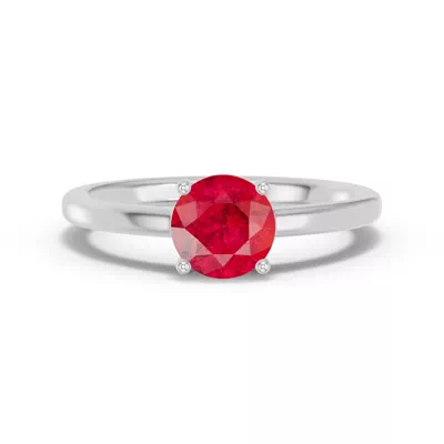 Round Ruby East-West Silver Ring