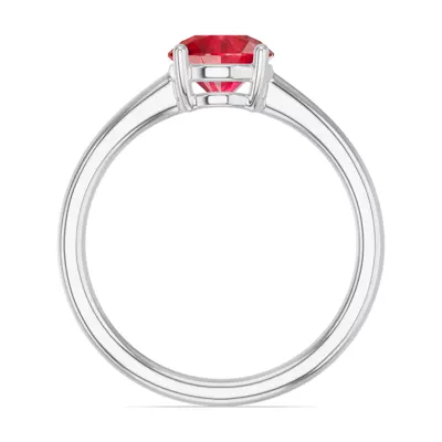 Round Ruby East-West Silver Ring
