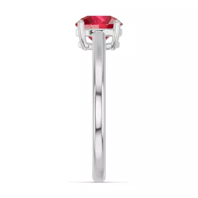 Round Ruby East-West Silver Ring