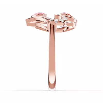 Duet Lab Pavé Heart Ring – Red & Pink