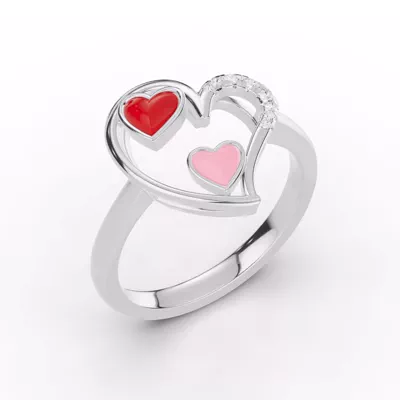 Duet Lab Pavé Heart Ring – Red & Pink