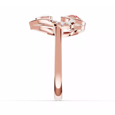 Duet Pavé Heart Ring – Red & White