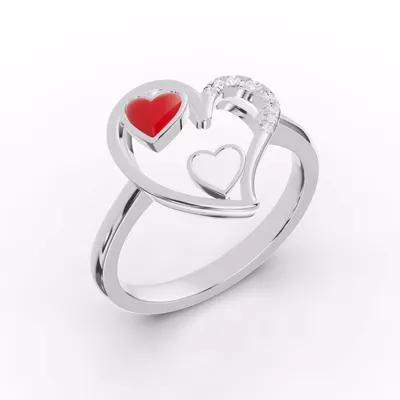 Duet Lab Pavé Heart Ring – Red & White