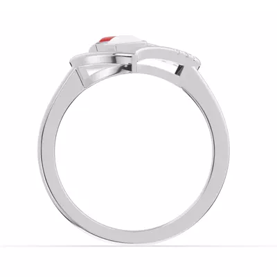 Duet Lab Pavé Heart Ring – Red & White