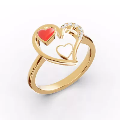 Duet Lab Pavé Heart Ring – Red & White
