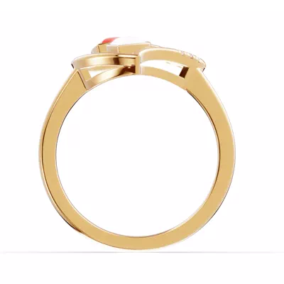 Duet Pavé Heart Ring – Red & White