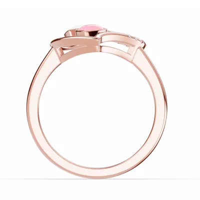 Duet Pavé Heart Ring – White & Pink