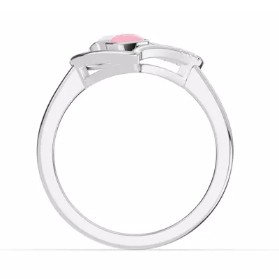 Duet Pavé Heart Ring – White & Pink