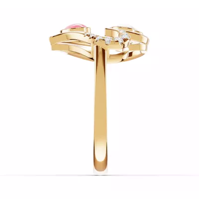 Duet Lab Pavé Heart Ring – White & Pink