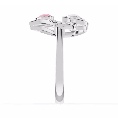Duet Pavé Heart Ring – White & Pink