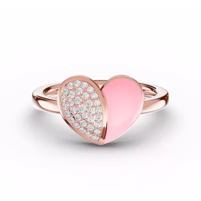 Amara Pink Ceramic Lab Pavé Heart Ring