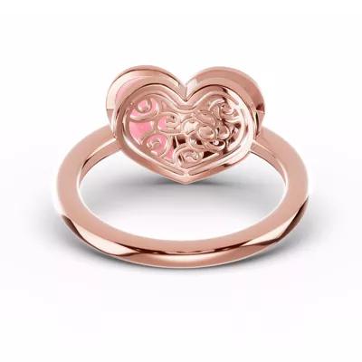 Amara Pink Ceramic Lab Pavé Heart Ring