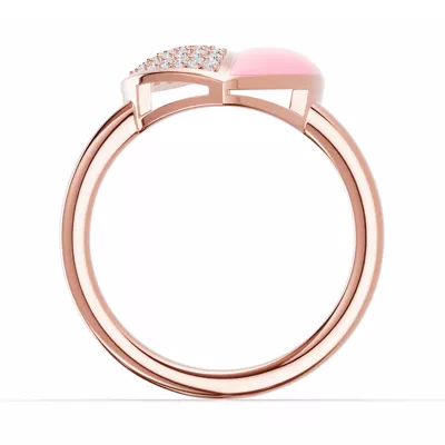 Amara Pink Ceramic Lab Pavé Heart Ring