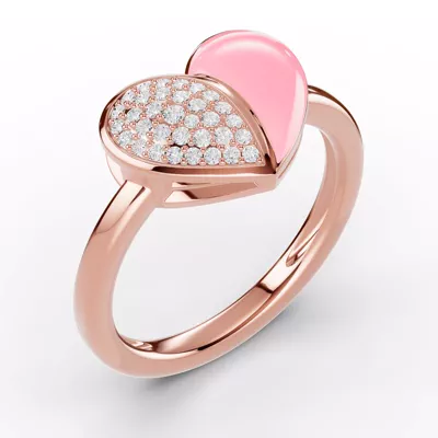 Amara Pink Ceramic Pavé Heart Ring