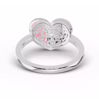 Amara Pink Ceramic Lab Pavé Heart Ring