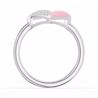 Amara Pink Ceramic Lab Pavé Heart Ring