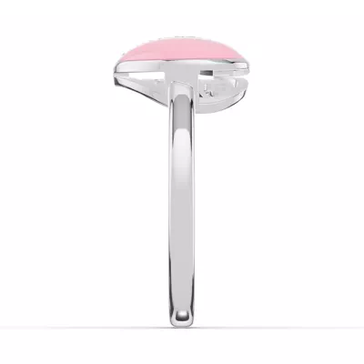 Amara Pink Ceramic Lab Pavé Heart Ring