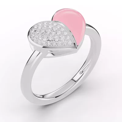 Amara Pink Ceramic Pavé Heart Ring