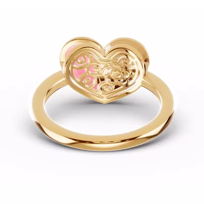 Amara Pink Ceramic Pavé Heart Ring