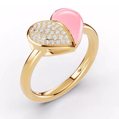 Amara Pink Ceramic Pavé Heart Ring