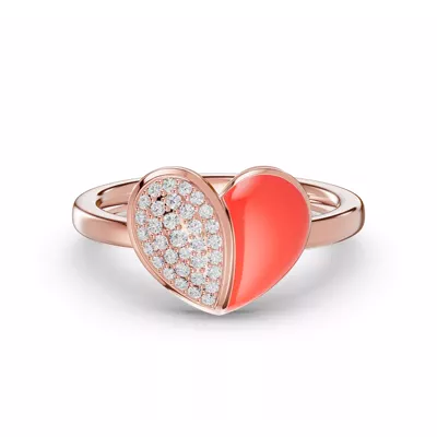 Amara Red Ceramic Pavé Heart Ring