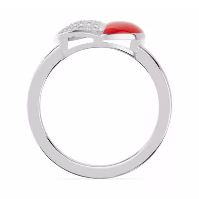 Amara Red Ceramic Lab Pavé Heart Ring