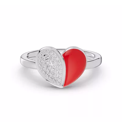 Amara Red Ceramic Pavé Heart Ring