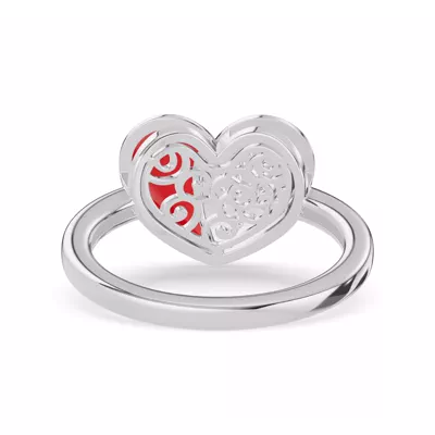 Amara Red Ceramic Pavé Heart Ring