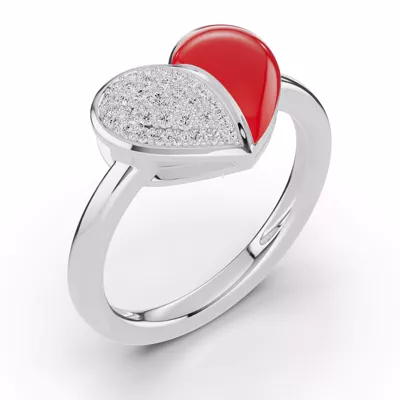 Amara Red Ceramic Pavé Heart Ring