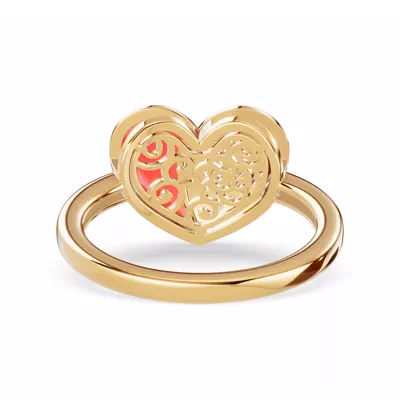 Amara Red Ceramic Lab Pavé Heart Ring