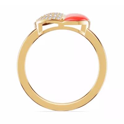 Amara Red Ceramic Lab Pavé Heart Ring