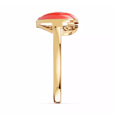 Amara Red Ceramic Lab Pavé Heart Ring