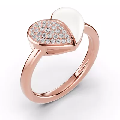 Amara White Ceramic Lab Pavé Heart Ring