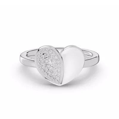 Amara White Ceramic Lab Pavé Heart Ring