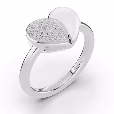 Amara White Ceramic Pavé Heart Ring