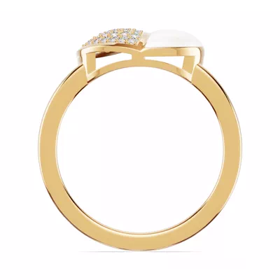 Amara White Ceramic Lab Pavé Heart Ring
