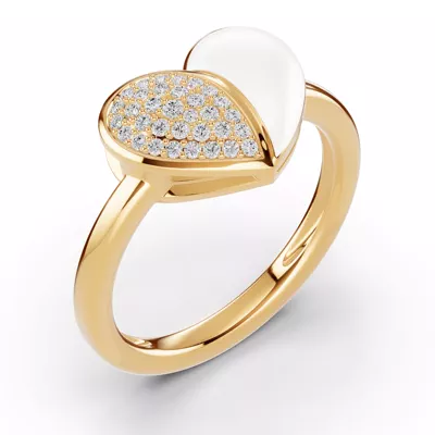 Amara White Ceramic Pavé Heart Ring