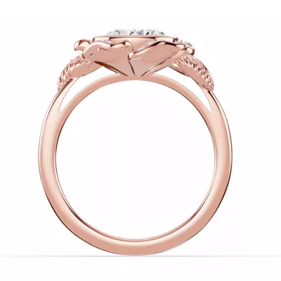 Rosette Bezel Halo Diamond Engagement Ring