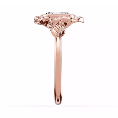 Rosette Bezel Halo Diamond Engagement Ring