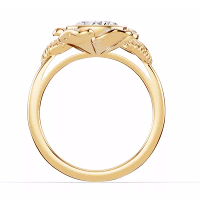Rosette Bezel Halo Lab Diamond Engagement Ring