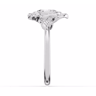 Rosette Bezel Halo Lab Diamond Engagement Ring