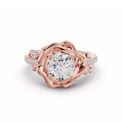 Camelia Floral Lab Diamond Engagement Ring